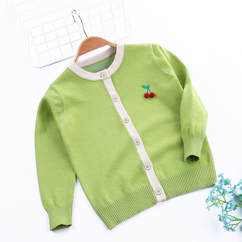 Children's embroidered cardigan sweater