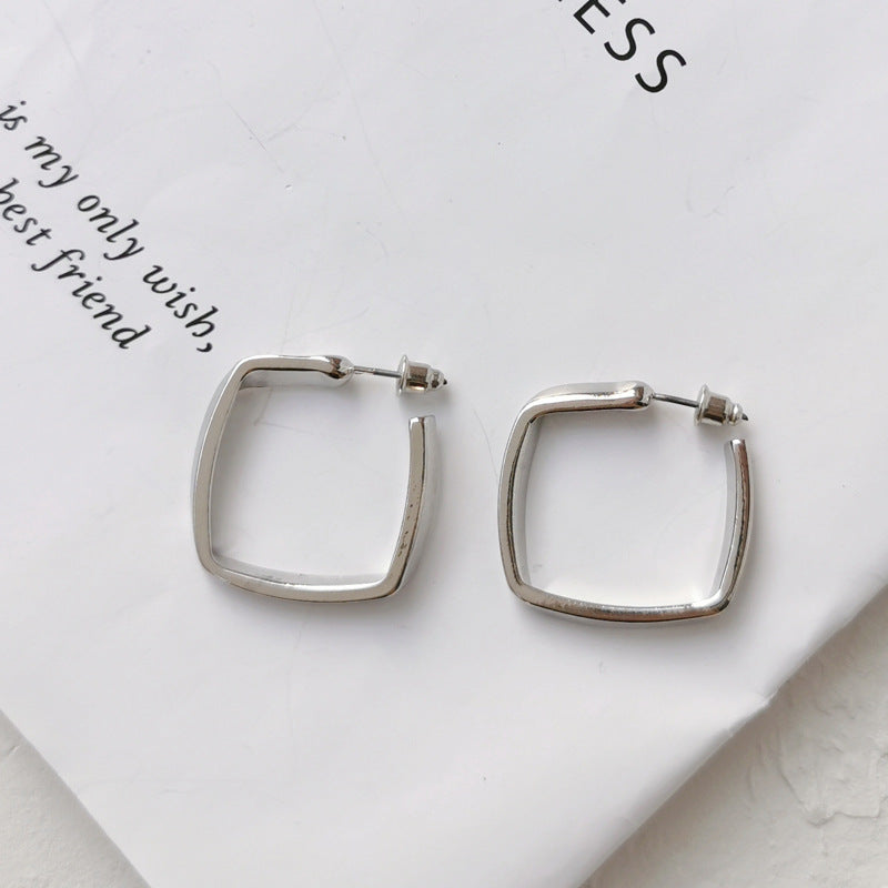 Geometric square stud earrings