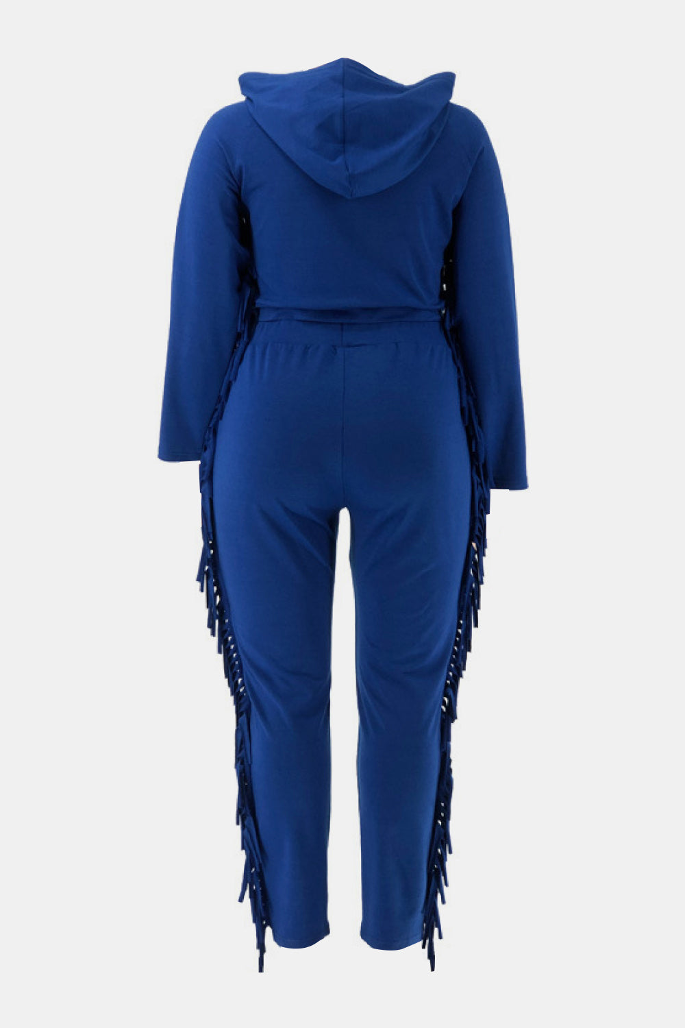 Plus Size Fringe Detail Hoodie and Sweatpants Set