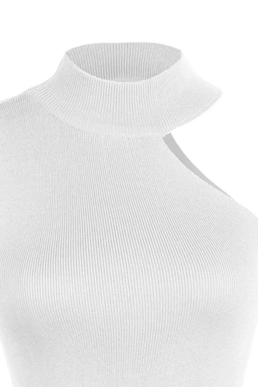 Asymmetrical Sleeveless Rib-Knit Top