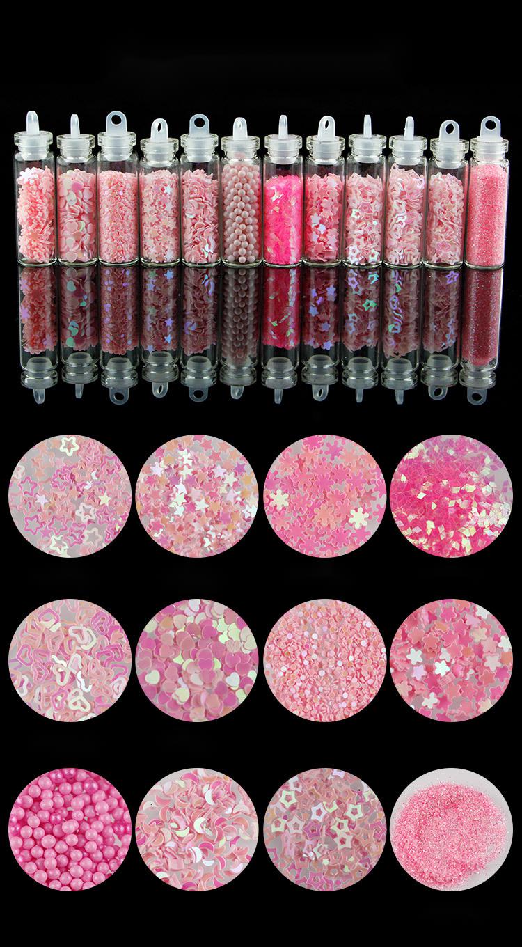 12 Glass Bottle Set Beauty Makeup Manicure Sequins