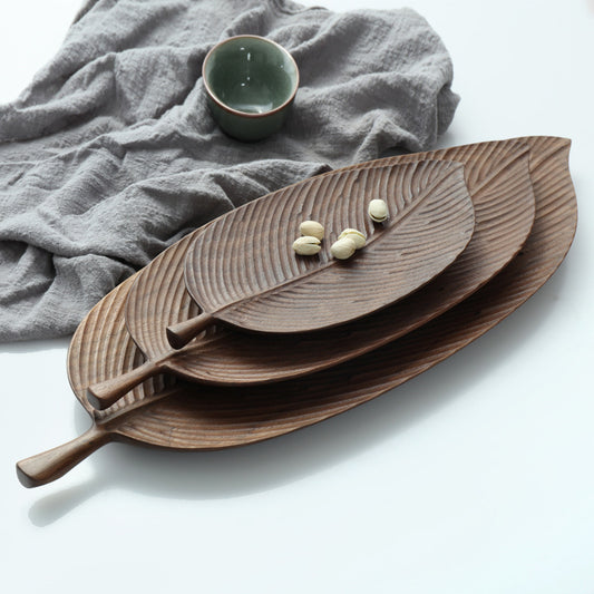Original Handmade Wooden Dim Sum Snack Fruit Leaf Creative Solid Wood Tray