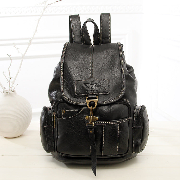 Retro backpack female 2021 new handbag fashion ladies backpack schoolbag hook factory direct