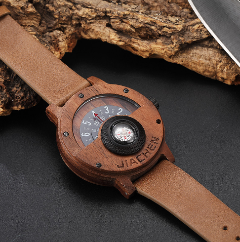 Multifunctional Compass Wood Watch Outdoor Sports Watch