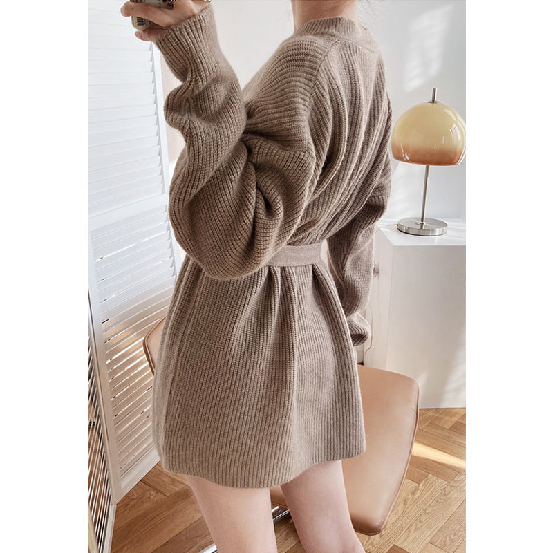 Sweater Dress Women's Mid-length Hedging Thickened Lazy Waist