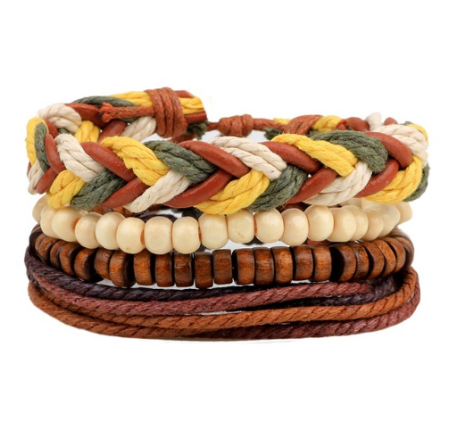 Leather Bracelet Men Multilayer Bead Bracelet Punk Wrap Bracelets for Women Vintage punk Men Jewelry