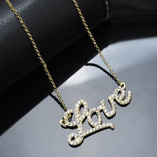 Letter Crystal Necklace Women Full Diamond Necklace Ideas