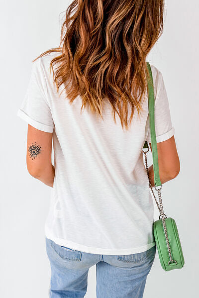 Lucky Clover Round Neck Short Sleeve T-Shirt