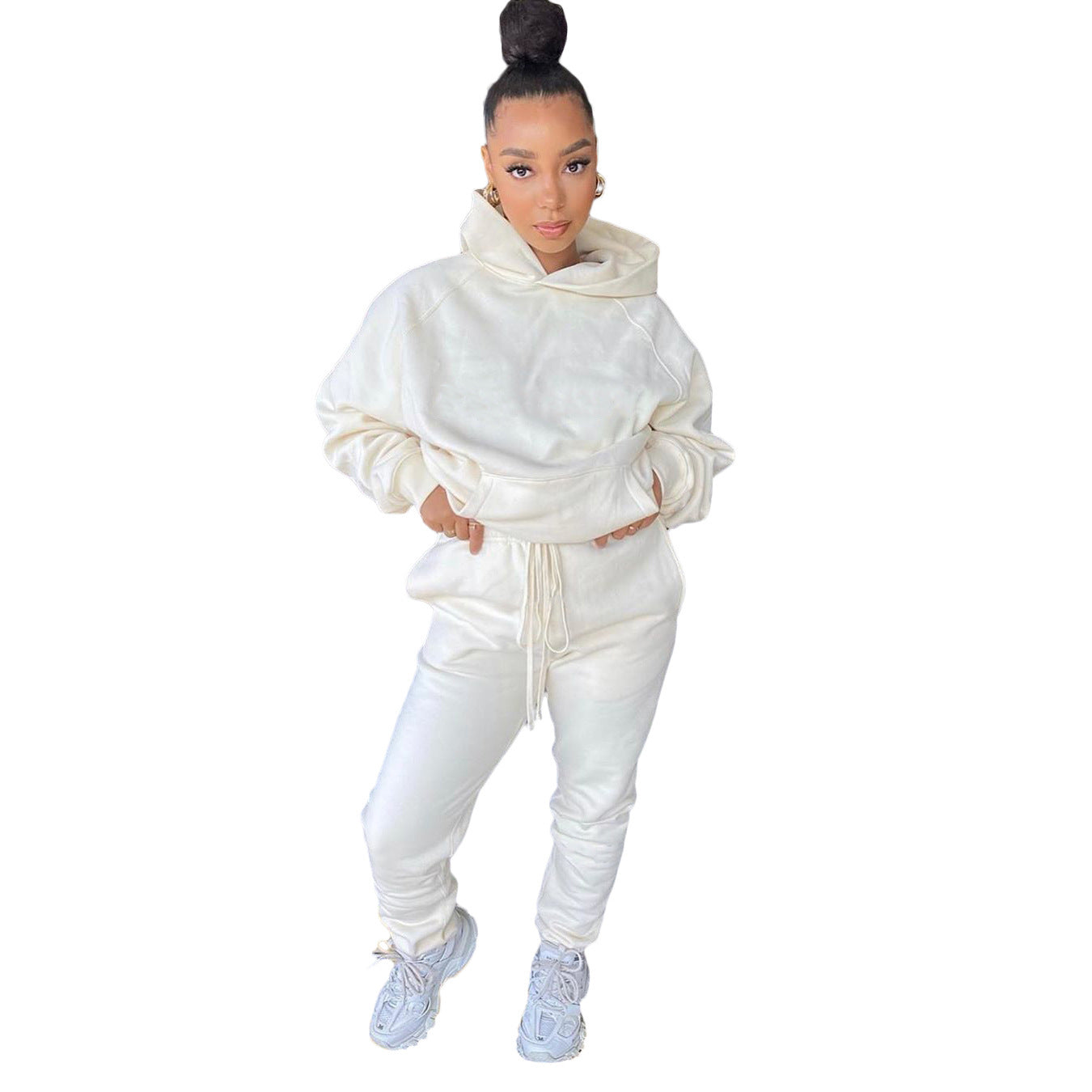 Fashion Sports Style Hooded Sweater Multicolor Two-piece Suit