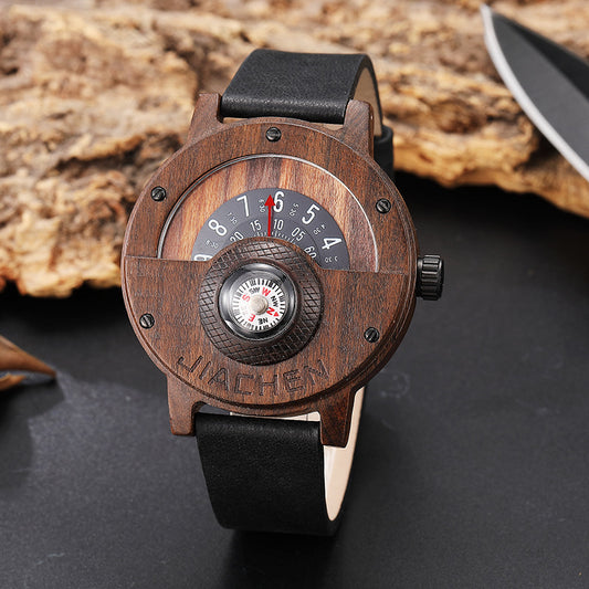 Multifunctional Compass Wood Watch Outdoor Sports Watch