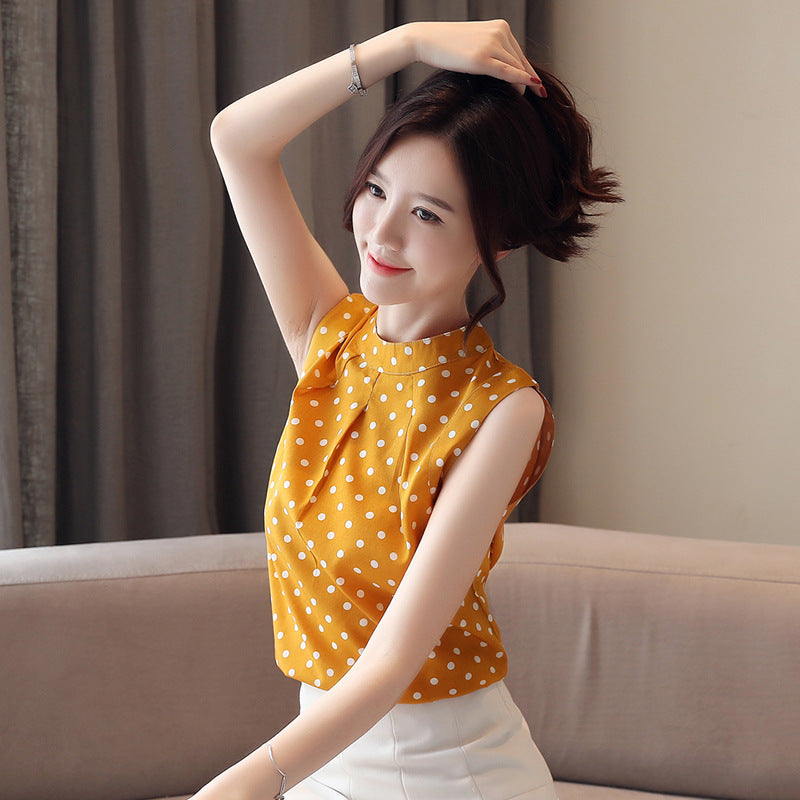 Short sleeveless t-shirt chiffon shirt