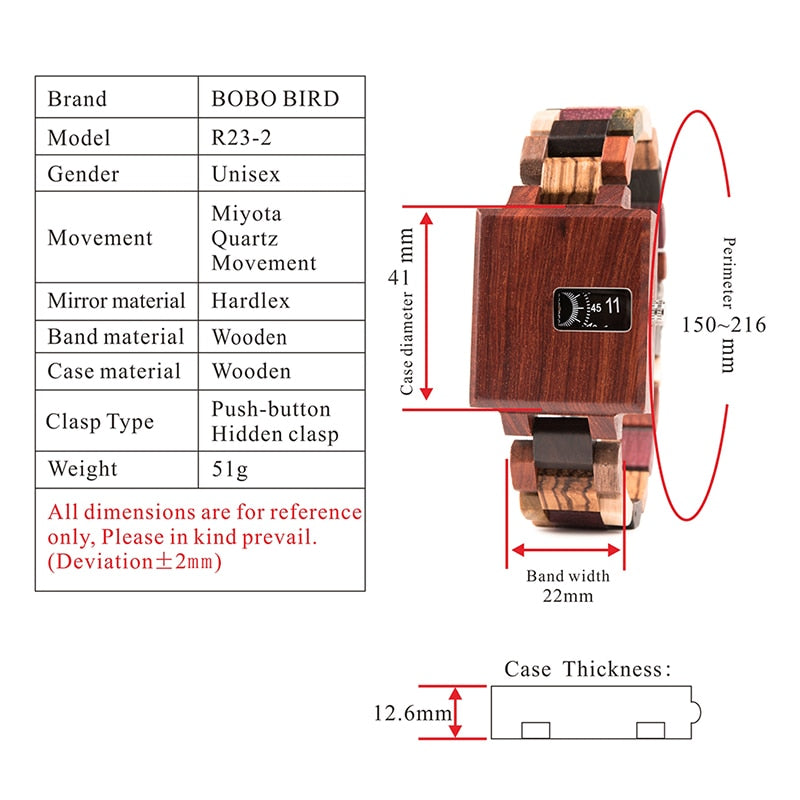 BOBOBIRD new square creative wood watch men's fashion trend wood table