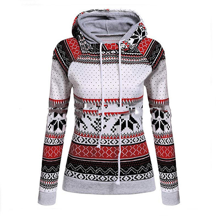 Fashion Christmas Print Double Hooded Women's Guard - 4KsApparels