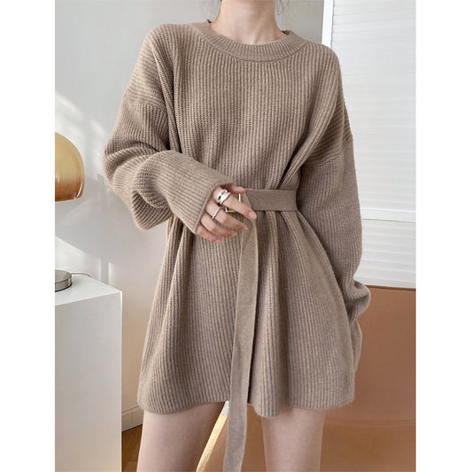 Sweater Dress Women's Mid-length Hedging Thickened Lazy Waist