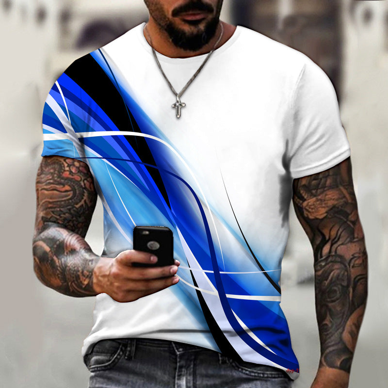 Cool 3D Printed Men's T-shirt Short Sleeve Top