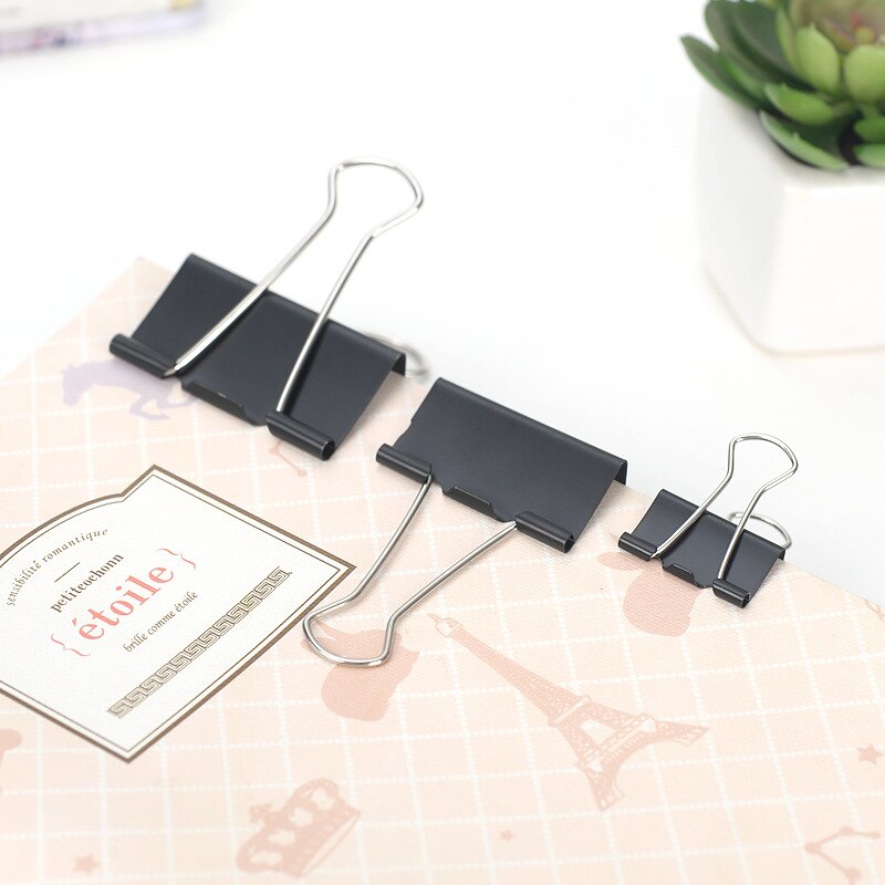 5PCS Paper Clip 19 25 32 41 51 Mm Foldback Metal Binder Clips Black Grip Clamps Office School Stationery Paper Document Clips - 4KsApparels