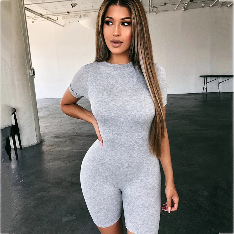 Black Gray Bodycon Playsuit Women Wear On Both Sides Sexy Jumpsuit Autumn 2020 Zip Up Party Club Romper Jumpsuits Shorts - 4KsApparels