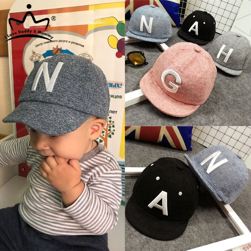 Baby Boy Hat Letter Kids Baseball Cap Cotton Adjustable Sun Hats Girls Peaked Caps Summer Winter - 4KsApparels