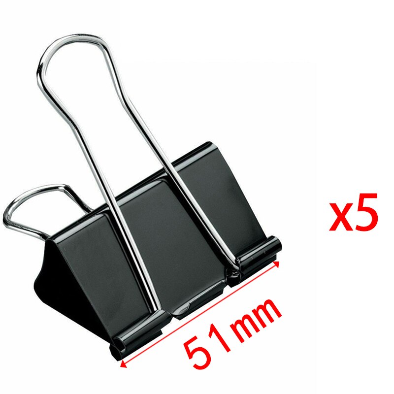 5PCS Paper Clip 19 25 32 41 51 Mm Foldback Metal Binder Clips Black Grip Clamps Office School Stationery Paper Document Clips - 4KsApparels