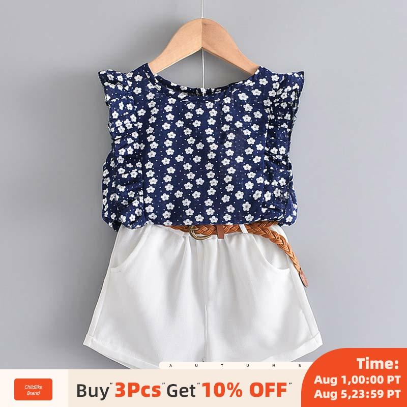 Bear Leader 2020 New Summer Casual Children Sets Flowers Blue T-shirt+  Pants Girls Clothing Sets Kids Summer Suit For 3-7 Years - 4KsApparels