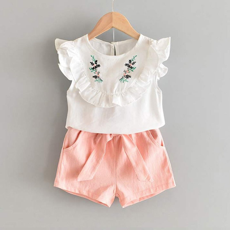 Bear Leader 2020 New Summer Casual Children Sets Flowers Blue T-shirt+  Pants Girls Clothing Sets Kids Summer Suit For 3-7 Years - 4KsApparels