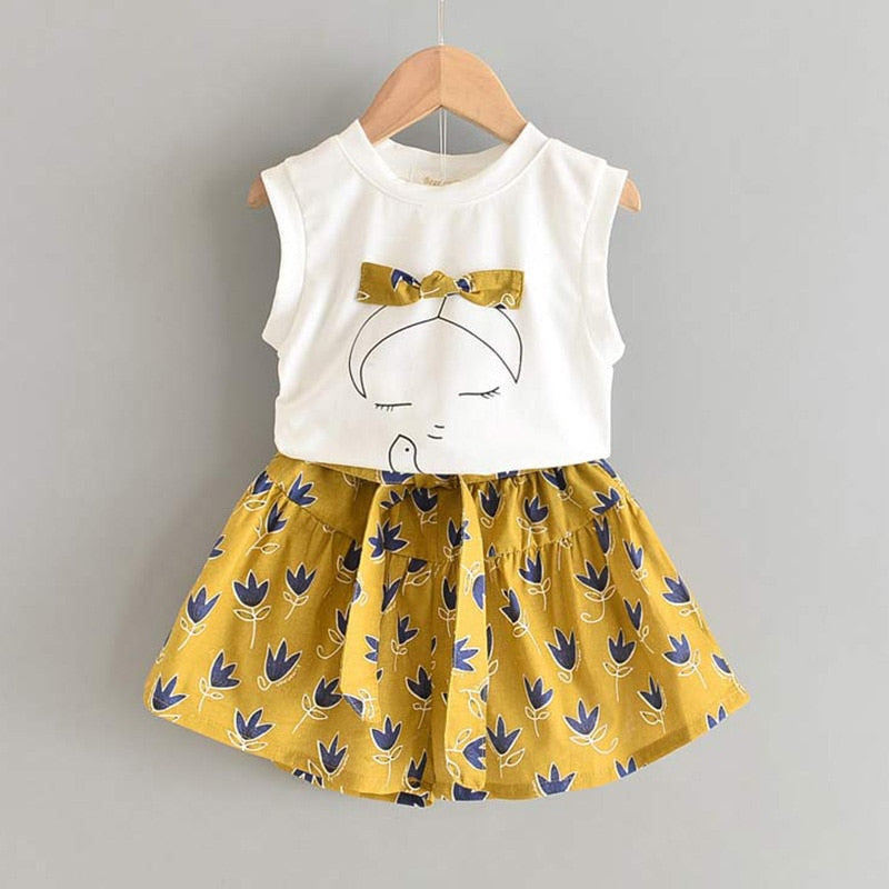 Bear Leader 2020 New Summer Casual Children Sets Flowers Blue T-shirt+  Pants Girls Clothing Sets Kids Summer Suit For 3-7 Years - 4KsApparels