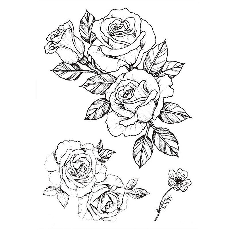 1 PC Fashion Women Girl Temporary Tattoo Sticker Black Roses Design Full Flower Arm Body Art Big Large Fake Tattoo Sticker - 4KsApparels