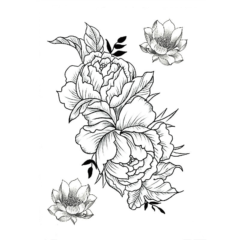 1 PC Fashion Women Girl Temporary Tattoo Sticker Black Roses Design Full Flower Arm Body Art Big Large Fake Tattoo Sticker - 4KsApparels