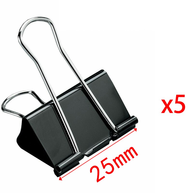 5PCS Paper Clip 19 25 32 41 51 Mm Foldback Metal Binder Clips Black Grip Clamps Office School Stationery Paper Document Clips - 4KsApparels