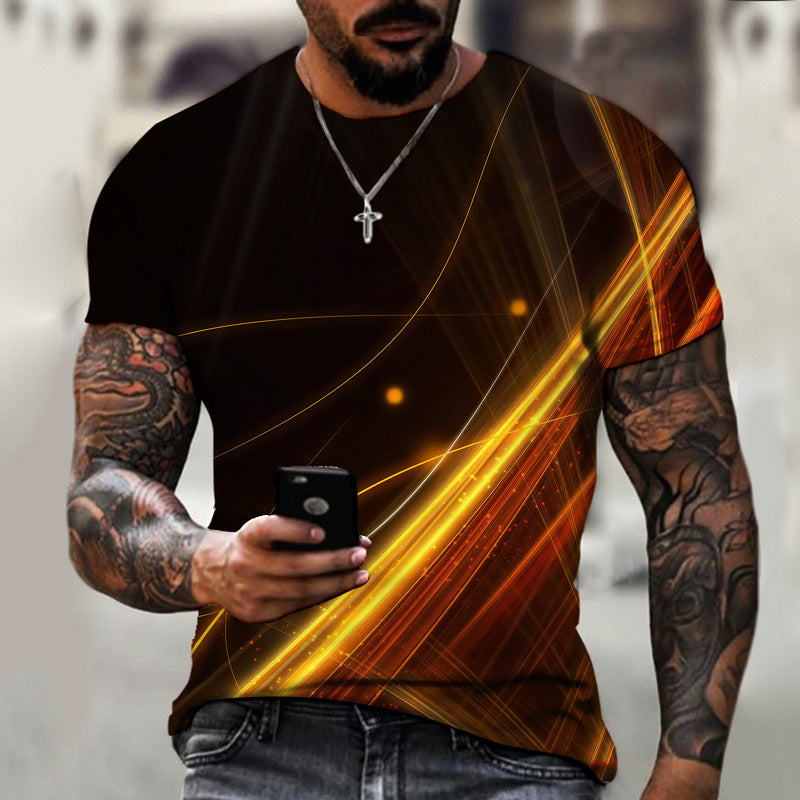 Cool 3D Printed Men's T-shirt Short Sleeve Top