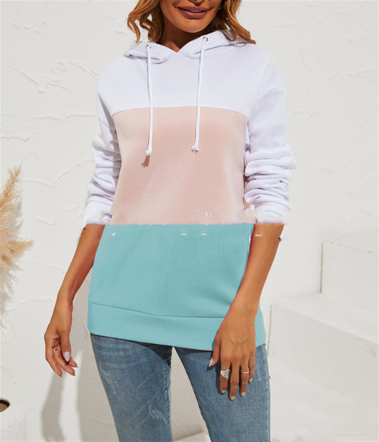 Colored Hooded Sweatshirt Long Sleeve Top - 4KsApparels