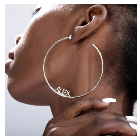 Stainless Steel Custom Name Hoop Earrings Personalized Letter Circle Earring for Women