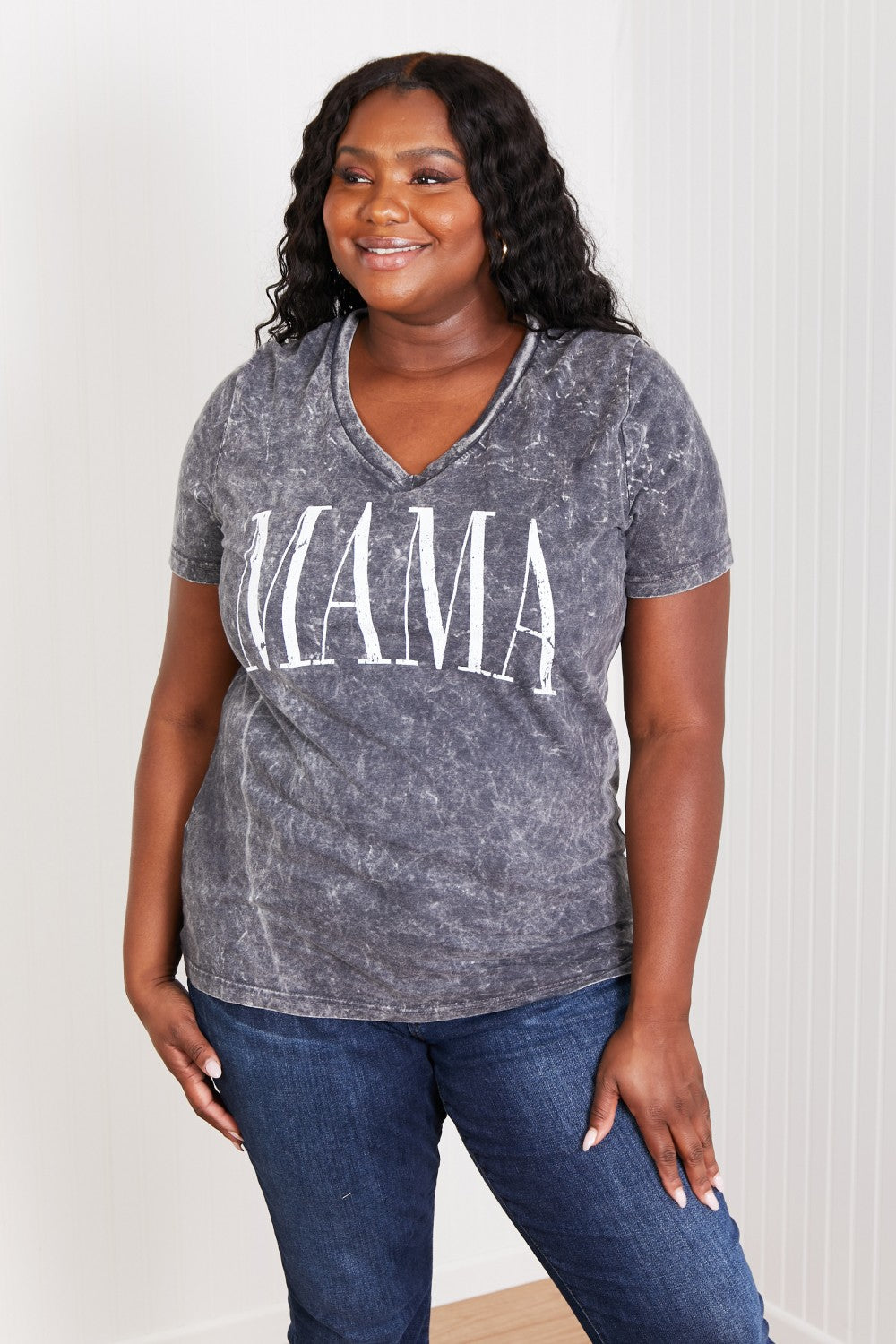 Sew In Love MAMA Full Size Acid Wash Tee