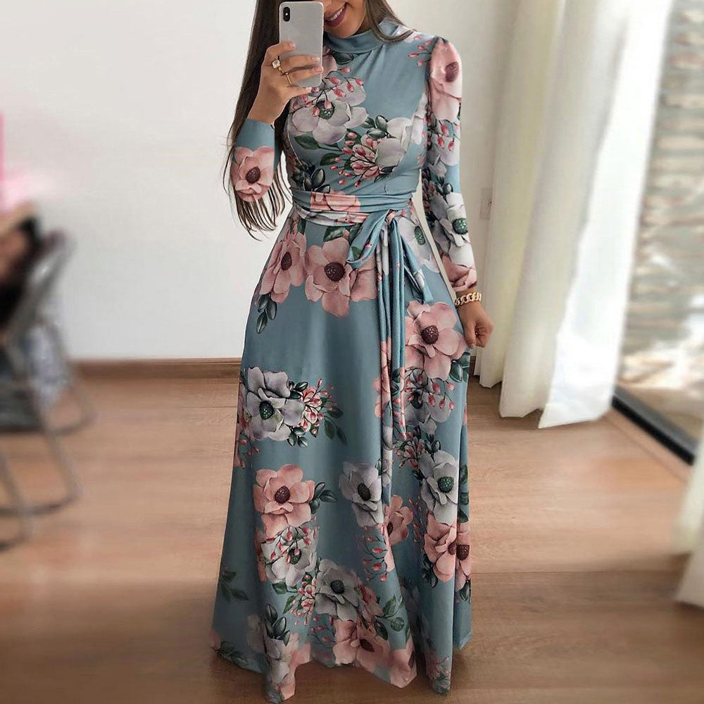 Women's Floral Print Short Sleeve Swing Dress