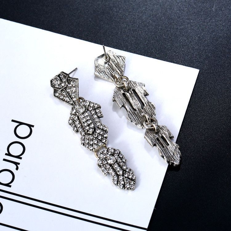 Detachable Long Earrings Alloy Full Diamond Diamond Tassel