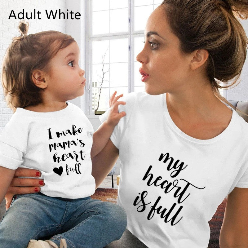 My Heart Is Full Parent-child Suit Mother-daughter Short Sleeve