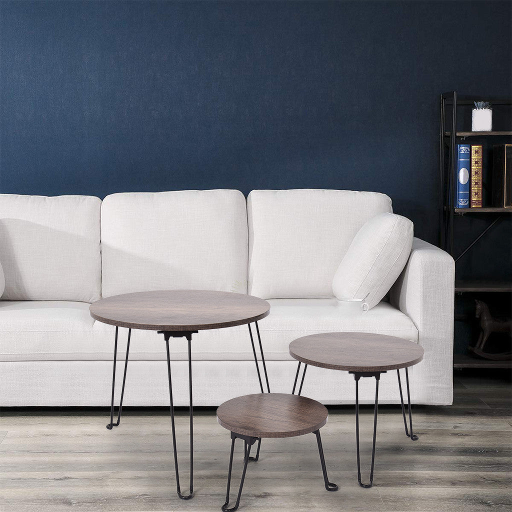 Nesting Coffee Table Set Of 3 End Side Tables Living Room Sofa Snack Table