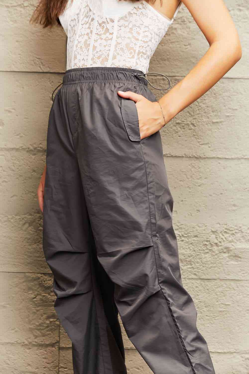 Drawstring Waist Pants with Pockets