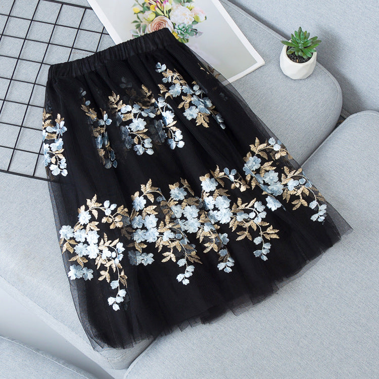 Girls Casual Mesh Floral Tutu Skirt