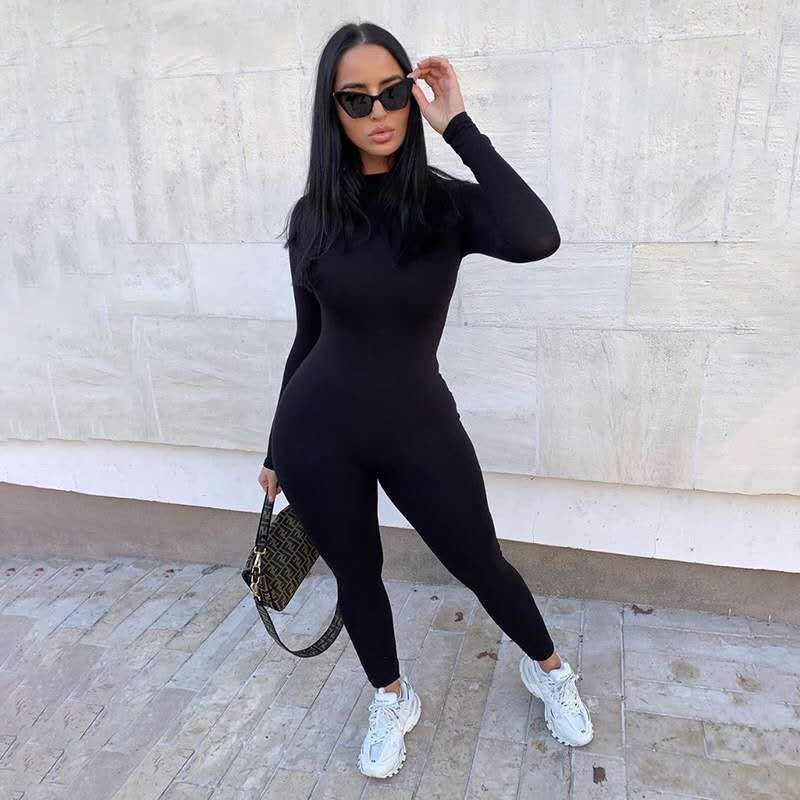 Long-sleeved Slim Low-neck Hip-lift Sports Jumpsuit