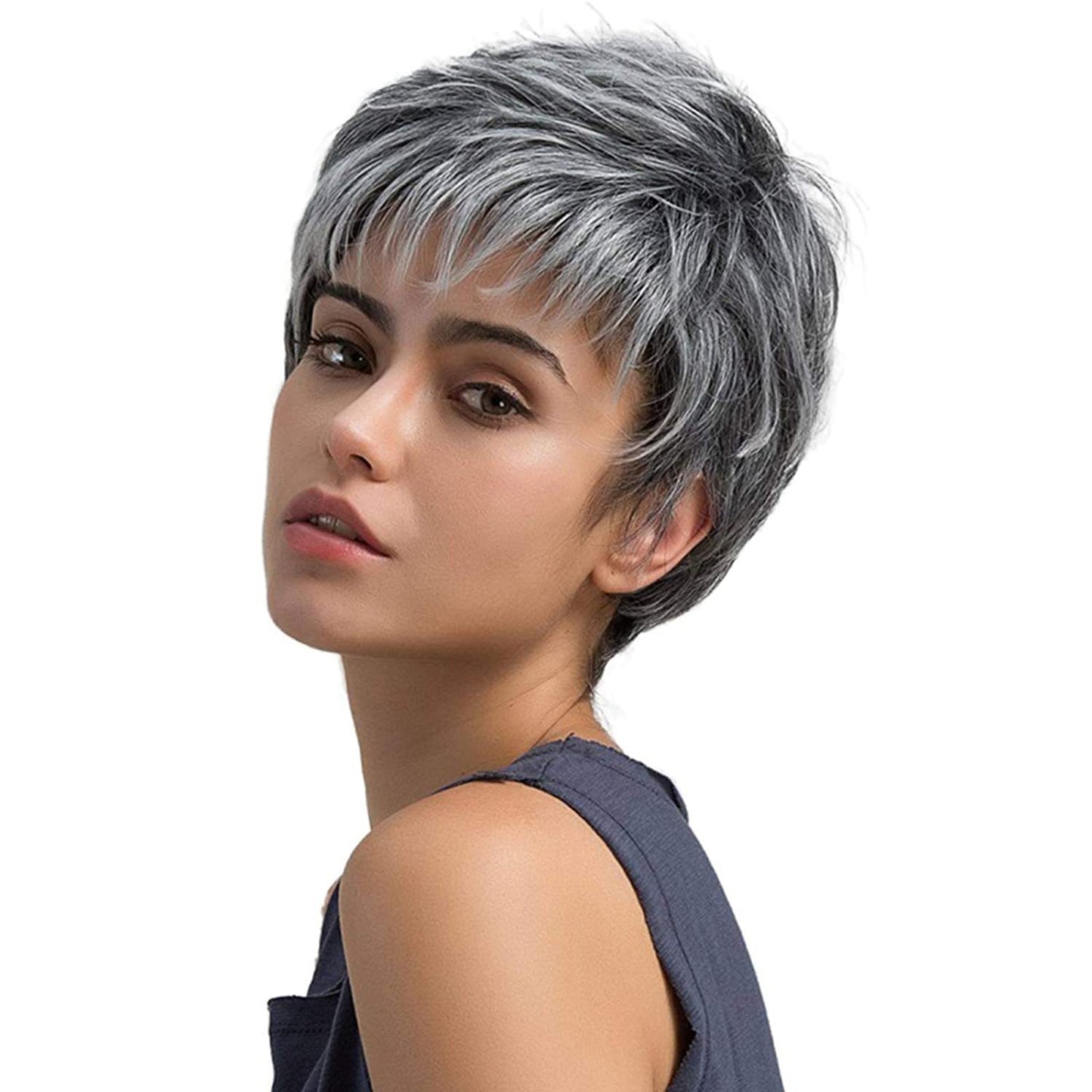 Gradient Silver Grey Chemical Fiber Wig Headgear