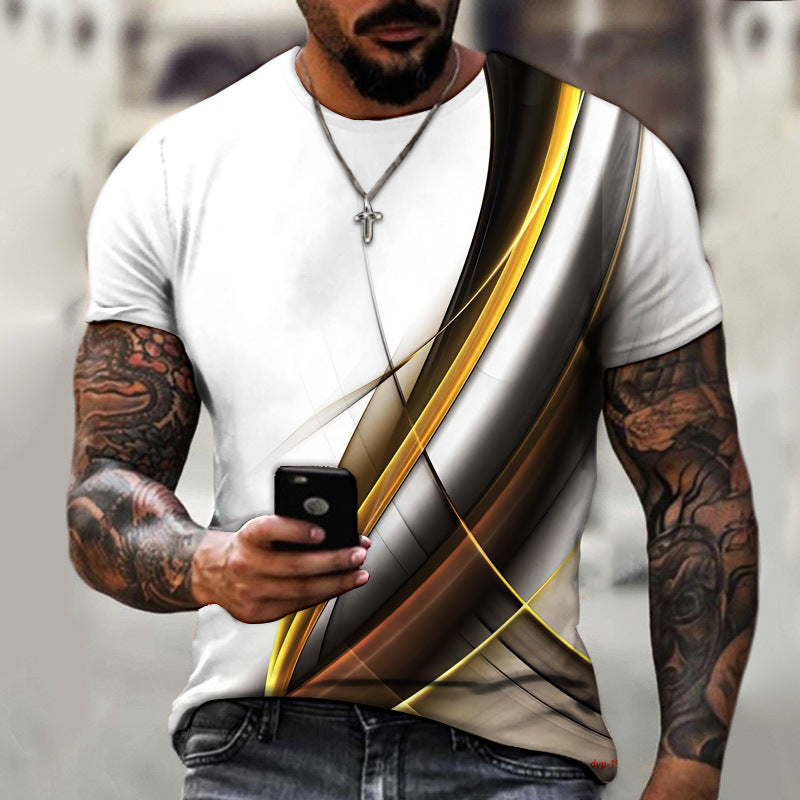 Cool 3D Printed Men's T-shirt Short Sleeve Top