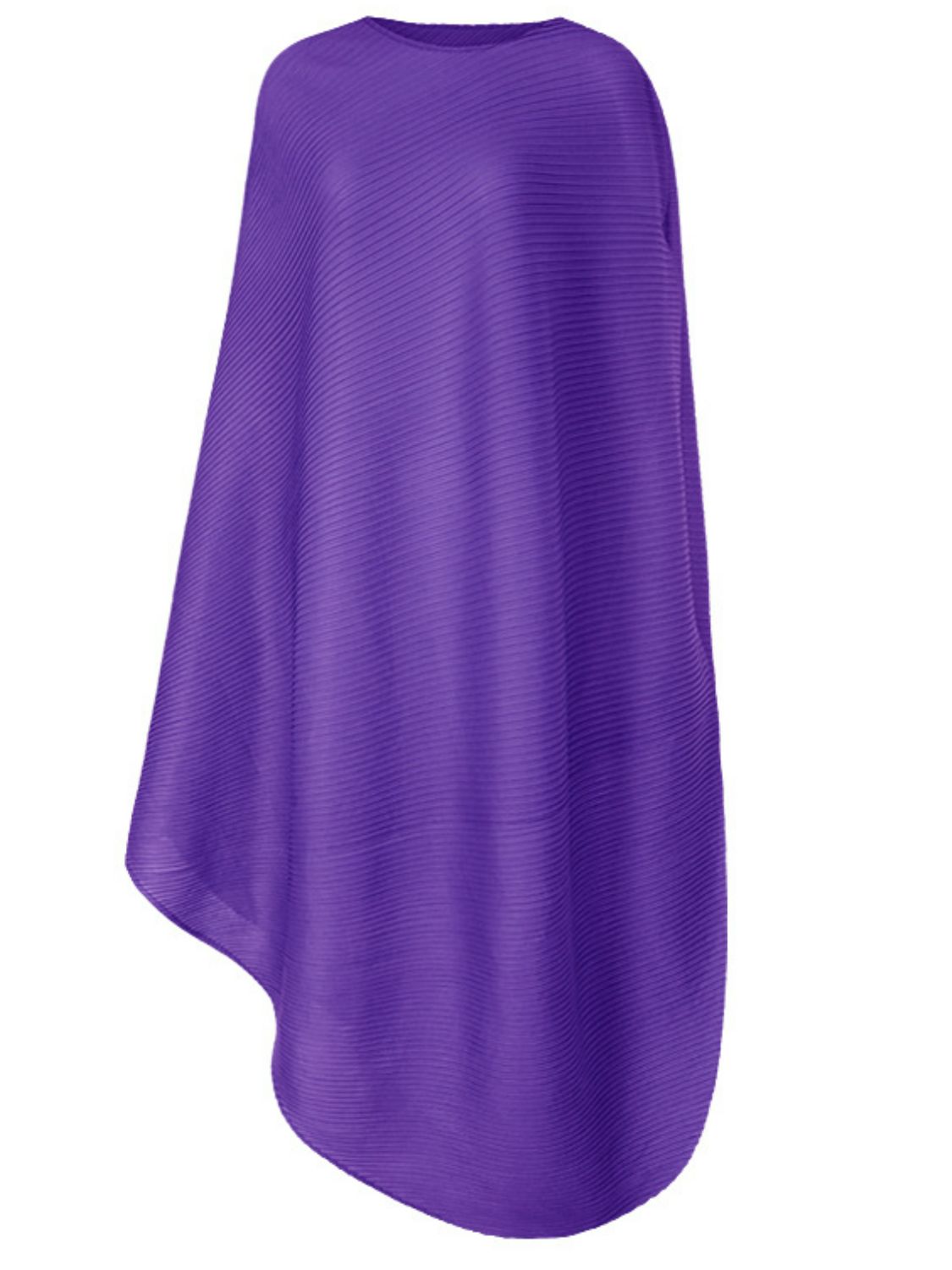 Accordion Pleated Round Neck Asymmetrical Hem Dress