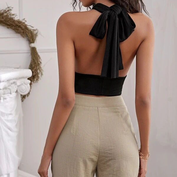 Halter Cross Strap Halter Neck Wrap Vest