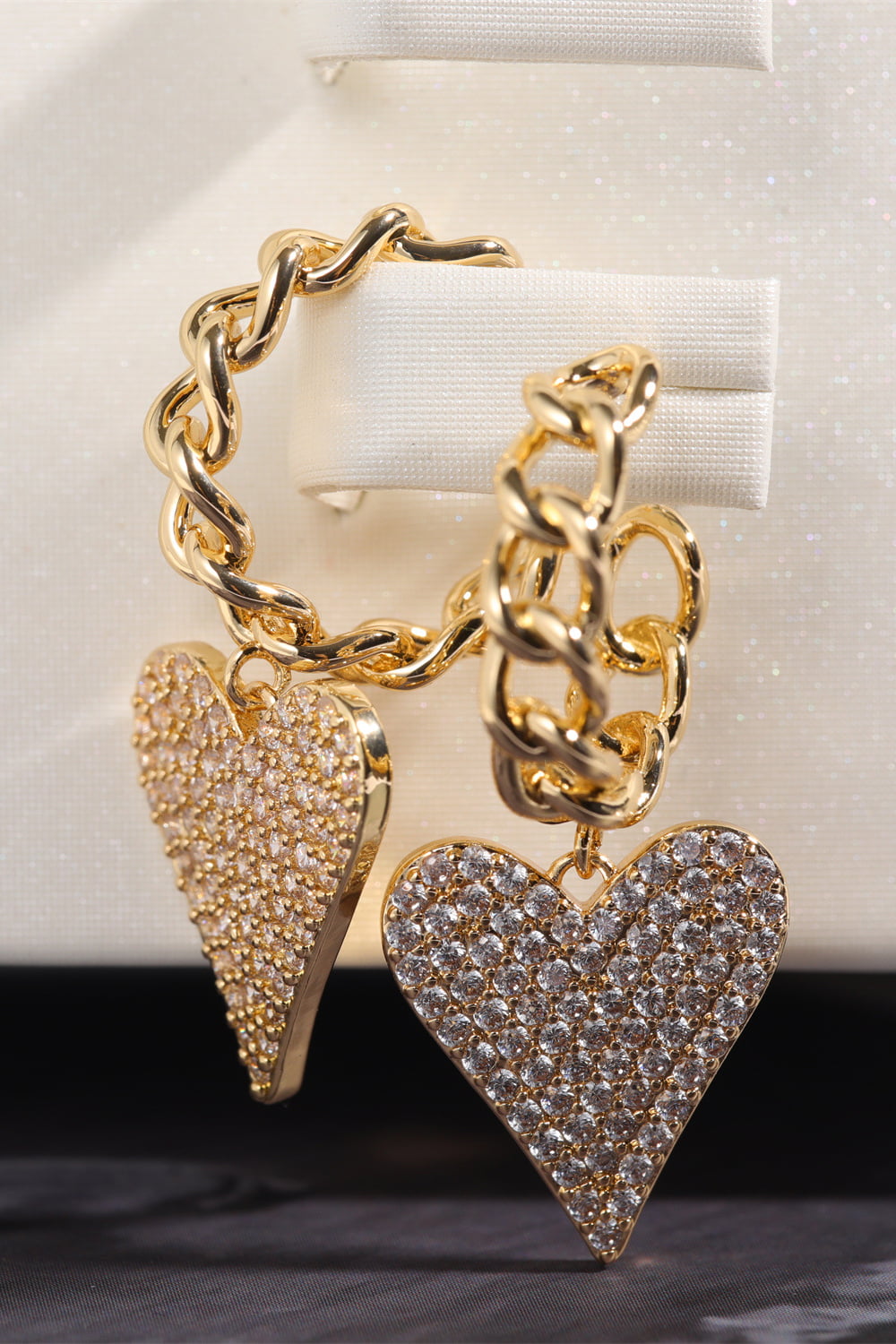 Zircon Decor Heart C-Hoop Drop Earrings