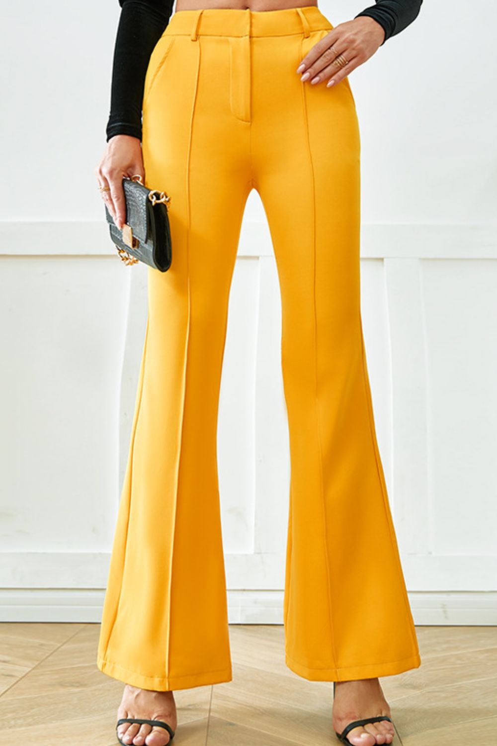 Pleated Flare Pants with Pockets