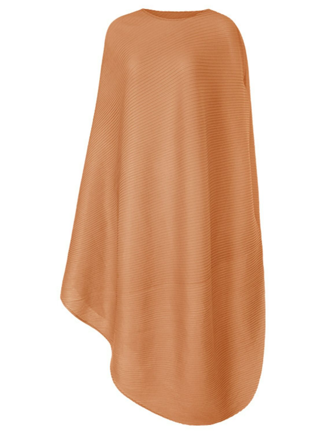 Accordion Pleated Round Neck Asymmetrical Hem Dress