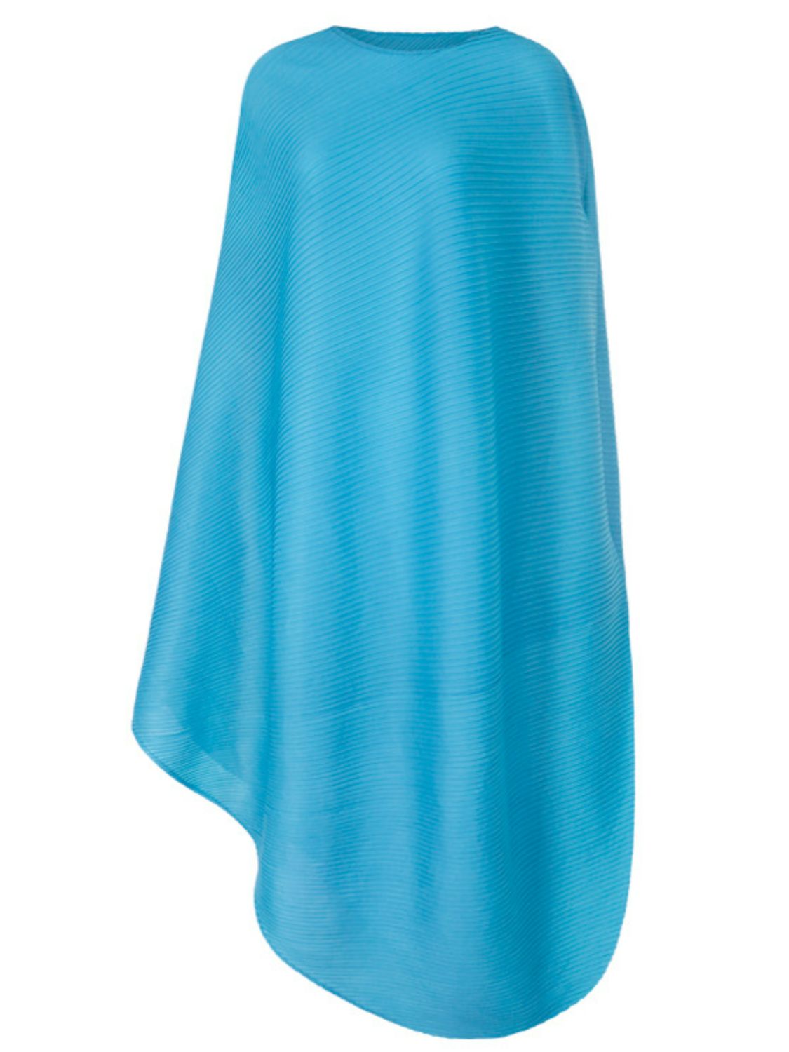 Accordion Pleated Round Neck Asymmetrical Hem Dress