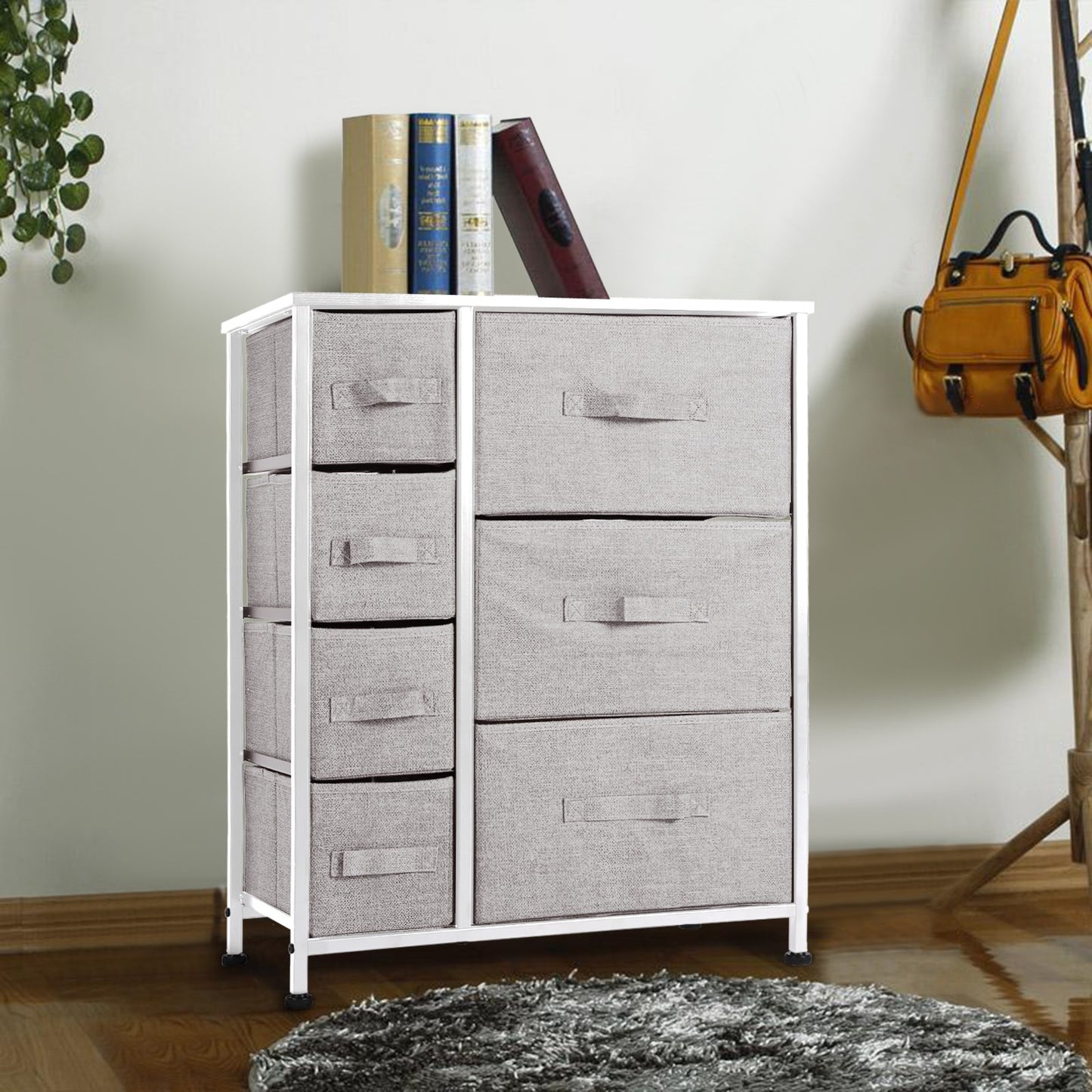 High Storage Tower With 7 Drawers - Fabric Dresser, Organizer Unit For Bedroom