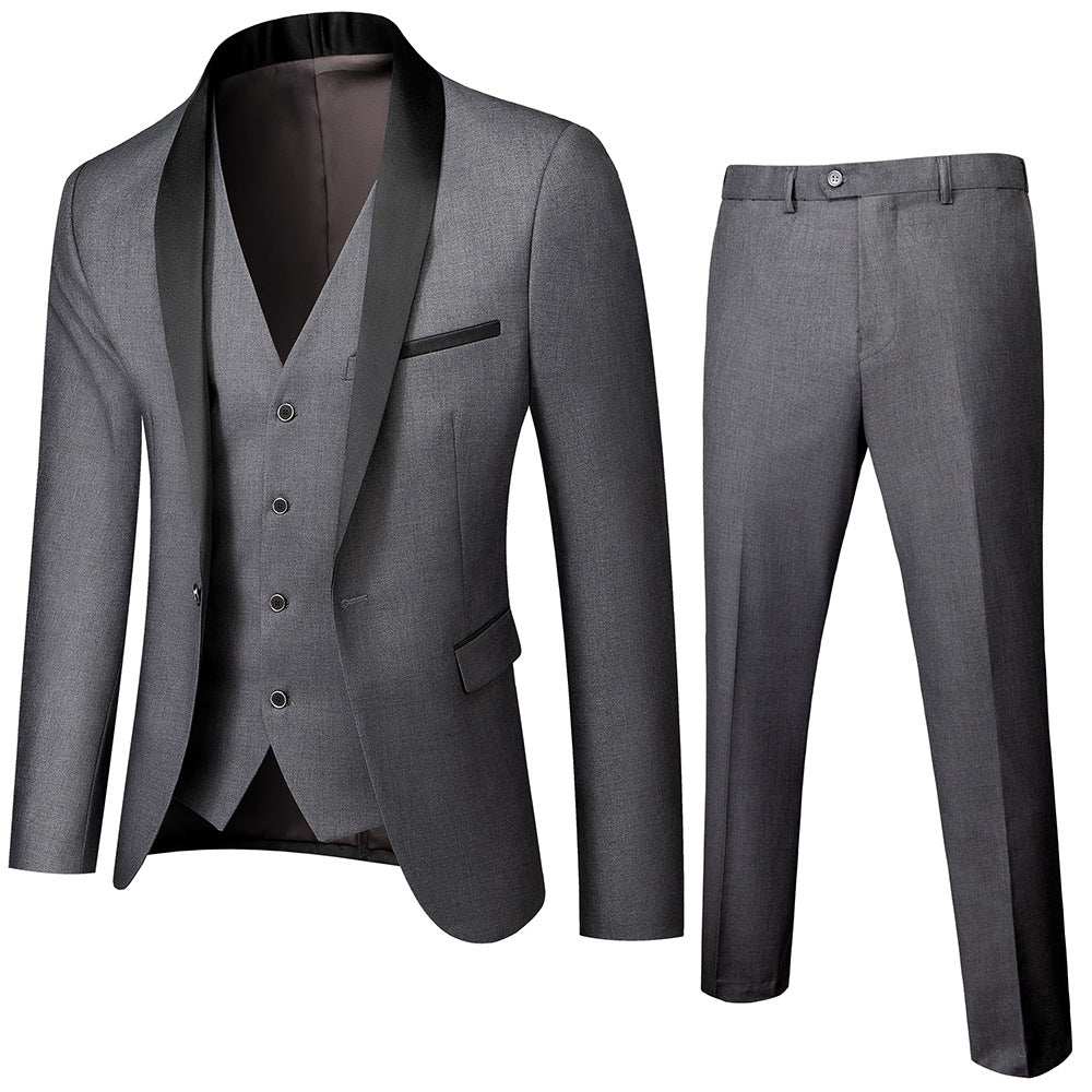 Green Fruit Collar Men's Business Casual Suit